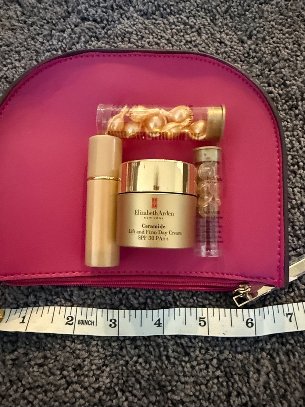 Elizabeth Arden Hot Pink Half-Moon Zip Pouch